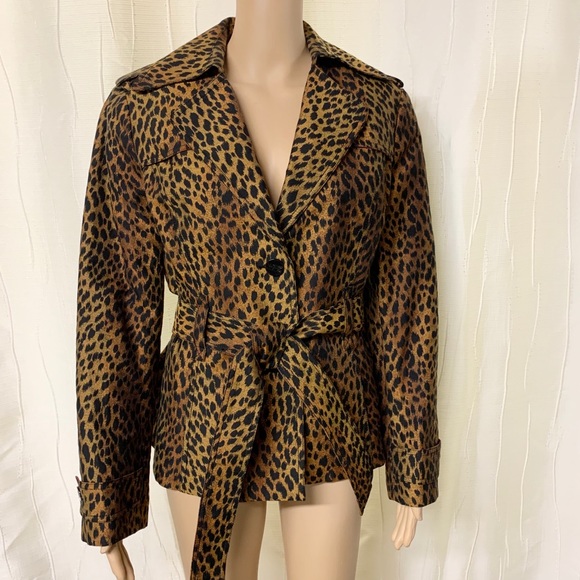St. John Leopard Tie Waist Jacket - Picture 1 of 7